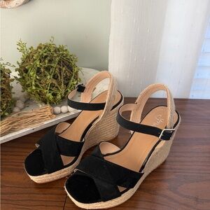 Black Wedge Sandals